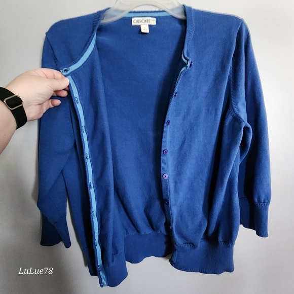 Cherokee Women's Blue Cardigan Sweater Size Large - Picture 3 of 14